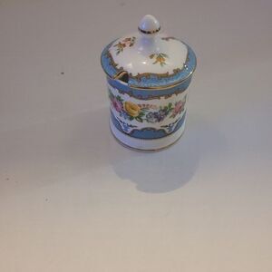 CROWN staffordshire lyric Tunis blue Jam or Marmalade pot pattern Number F15793